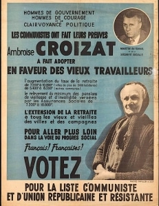 Document issu du fonds des affiches du PCF, déposé aux Archives départementales de la Seine-Saint-Denis.