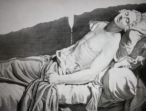 Les Derniers moments de Michel Lepeletier gravure de Tardieu d'après le tableau de David