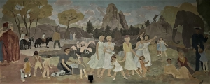 Fresque de Frédéric Deshayes dans le hall d'entrée du lycée Hélène Boucher