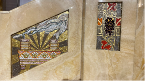 Détail des mosaïques de la chaire de l'église Saint-Jean-Bosco