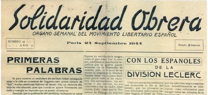 Solidaridad Obrera n°19 du 24 septembre 1944, article relatant la Libération de Paris